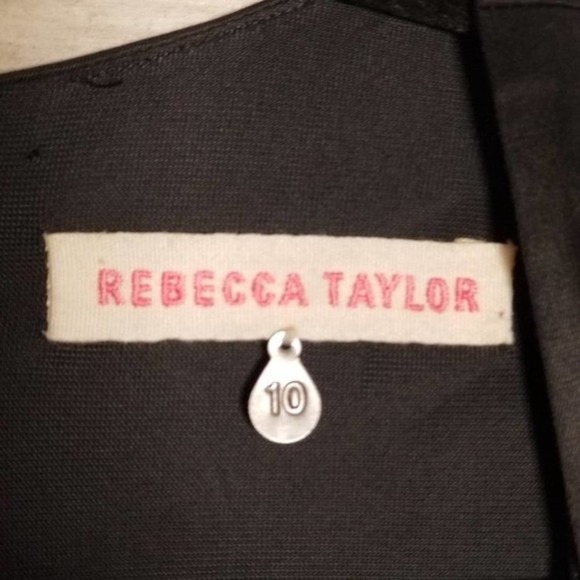 Rebecca Taylor Satin Finish Sleeveless V-Neck Fit & Flare Dress Black Size 10 - Picture 3 of 5